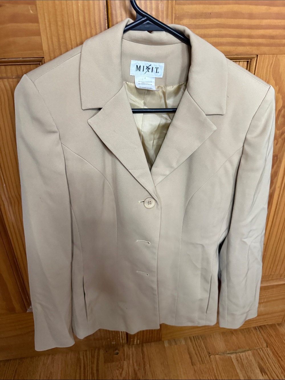 Source Unknown Beige Womens Tailored Blazer Jacket